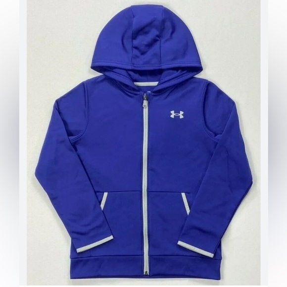 EUC [Under Armour] Blue/Purple Long-Sleeve Full Zip Hooded Sweatshirt Youth Sz L - Picture 7 of 7